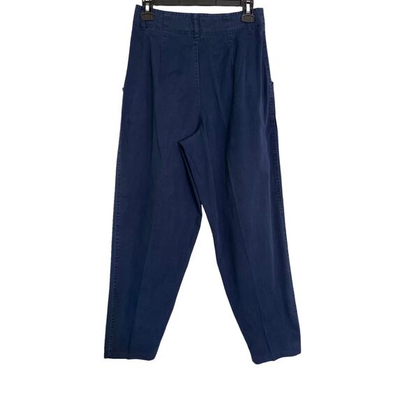 Vintage Esprit Sport Pleated High Waist Cotton Trousers Navy Blue Modern Size S - Picture 6 of 9